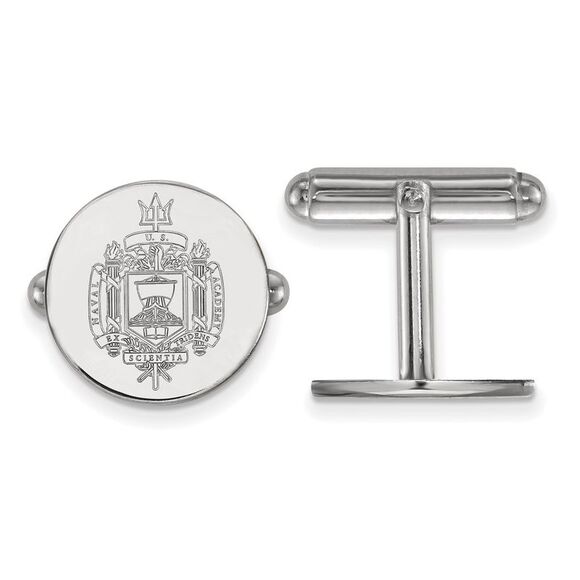 Sterling Silver U.S. Naval Academy Crest Cuff Links - Picture 1 of 3